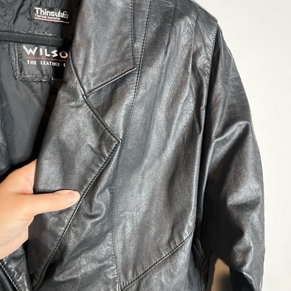 Vintage Wilson’s Leather black long removable lined jacket - Picture 3 of 8